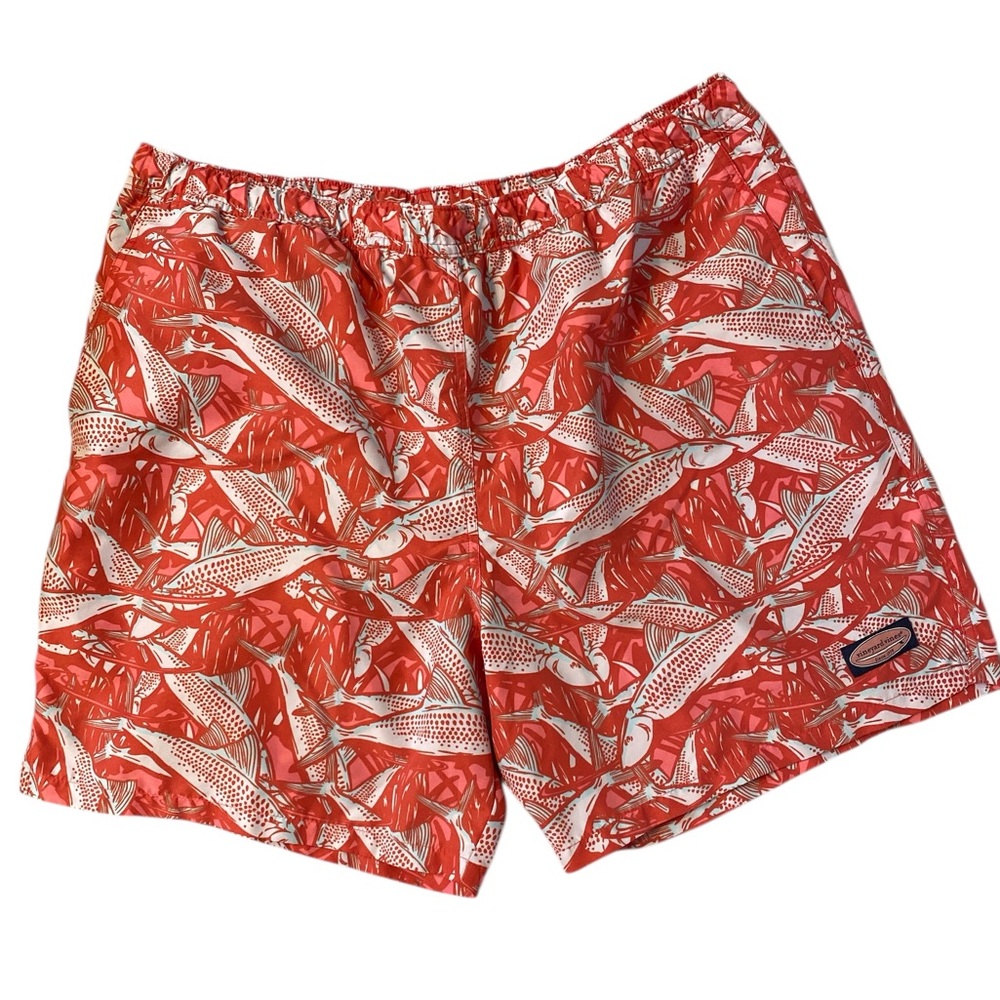Vineyard Vines Men’s Chappy Swim Trunks Papaya Fish XL